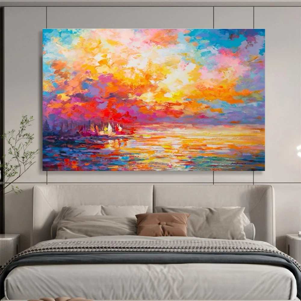 Adding Bedroom Sunset - large textured art for fireplace